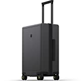 LEVEL8 Koffer Trolley, Rollkoffer Reisekoffer Hartschalen 4 Rollen, Spinner Handgepäck,TSA, 100% PC,Micro-Diamond Textured Design Koffer Trolley Groß(54.5cm, 40L,Dunkel Grau)