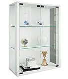 VCM Glasvitrine hängend | Vitrine Glas mit ESG-Sicherheitsglas | Maße: H. 80 x B. 60 x T. 25 cm | Hängevitrine Glas | Modern und platzsparend | Glas Vitrinenschrank - Udina Weiß