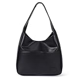 CUNGGI Tragetaschen für Damen große Umhängetasche Hobo Tote Bag aus veganem Kunstleder lässige Retro Schulterhandtasche für den täglichen Gebrauch (Schwarz)