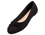 MaxMuxun Damen Geschlossene Ballerinas Flache Loafer Weiche Ballett Schuhe Schwarz Größe 42 EU