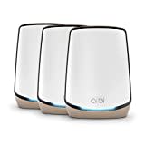 NETGEAR Orbi WiFi 6 Mesh WLAN System (RBK863S) | Triband Mesh, Router mit 2 Satelliten-Repeatern, Abdeckung von bis zu 540 m² und 100 Geräten, Armor Abonnement, AX6000 (bis zu 6 GBit/s)