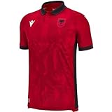 Macron Albanien Heimtrikot 23 24 FSHF Albania Home Shirt EM WM Jersey, Größe:L, Red / Black