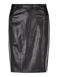 VERO MODA Damen VMBUTTERSIA HW Coated Skirt NOOS Rock, Schwarz (Black Black), XL