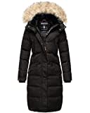 MARIKOO Damen Winter Jacke Stepp Parka Mantel Winterjacke warm gefüttert Kunstpelz Schneesternchen XS-XXL (DE/NL/SE/PL, Alphanumerisch, M, Regular, Regular, Schwarz)