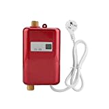 Mini Elektrische Durchlauferhitzer, 220V 3800W Elektrische Warmwasserbereiter mit Digitaler Bildschirm, ohne Tank Durchlauferhitzer Für Bad, Küche, Waschrot (Rot)