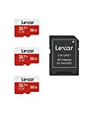 Lexar Micro SD Karte 32GB 3er Pack, Speicherkarte Micro SD mit SD Adapter, Bis zu 100 MB/s Lesegeschwindigkeit, UHS-I, U1, A1, V10, C10, microSDHC Memory Card