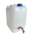 pokm toolsmarket - Wasserkanister mit Hahn, Wasserkanister 20L, Trinkwasser Kanister mit Zapfhahn 1/2'' Gewinde Verzinkt, Wassertank BPA-frei, Wasserbehälter mit Schraubdeckel, Perfekt für Camping