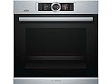 Bosch HRG6769S6 Serie 8 Smarter Einbau-Backofen mit Dampfunterstützung, 60 x 60 cm, Made in Germany, Pyrolyse Selbstreinigung, Bosch Assist Backeinstellung auf Knopfdruck, PerfectBake Backsensor