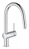 GROHE Minta - Einhand-Spültischarmatur (C-Auslauf, Einlochmontage, herausziehbare Dual Spülbrause, flexibler Anschluss), chrom, 32321002