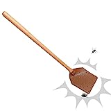 PW TOOLS PU Leder Fliegenklatsche, Fliegenklatsche 1 Stück, Fliegenklatsche Stabil, Fly Swatter, Mückenklatsche, Spidercatcher, Küche Fliegenklatsche, Mit Langem Holzgriff