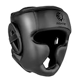 FIGHTR® Kopfschutz mit bestem Sitz für maximalen Schutz | Boxhelm für Sparring | Verstellbare Größe für Boxen, MMA, Muay Thai, Kickboxen & Kampfsport (All Black, S/M)