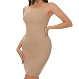 SLIMBELLE Miederkleid für Damen Nahtlose Unterröcke Shapewear Kleid Sexy Bauch Weg Figurformende Unterkleid Damen mit Trägern Shaping Full Slips (Beige,XL)