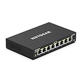 NETGEAR GS308E Managed Switch 8 Port Gigabit Ethernet LAN Switch Plus (Plug-and-Play Netzwerk Switch Managed, IGMP Snooping, QoS, VLAN, lüfterlos, Robustes Metallgehäuse) Schwarz