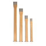 STAHLWERK Flachmeißel 4er Set Gold 175 | 200 | 250 | 300 mm Handmeißel aus gehärtetem Stahl zum professionellen Meißeln von Metall, Stein, Holz, Beton, Fliesen und Kunststoffen