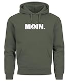 Neverless® Hoodie Herren Moin Dialekt Norden Hamburg Anker Print Kapuzen-Pullover Männer Fashion Streetstyle Oliv XXL