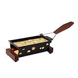 Boska Raclette 2 Personen Vienna - Mini raclette für Zwei Teelichter - Functional Design Dunkles Holz mit Spachtel [Verleih Leckereien mit Geschmolzenem Käse oder Gegrilltem Gemüse]