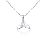 WANDA PLATA Walflosse Anhänger, Wal Anhänger Kette Walfischflosse Whale Tail Halskette in 925 Sterling Silber, für Damen, Junges Mädchen, Halskette mit Walschwanz Kette 40 cm Surferkette