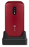 Doro 6040 entsperrtes 2G-Dual-SIM-Clamshell-Handy für Senioren mit 2,8-Zoll-Bildschirm, GPS-Lokalisierung und Wiege im Lieferumfang enthalten (Rot) [UK und Irische Version]