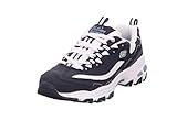 Skechers Damen D'lites Biggest Fan Sneaker, Navy Trubuck White Mesh Carolina Blue Trim, 38 EU