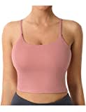 UUE Sport BH Damen Gepolstert, Yoga Sports Top Mittlere Halt Fuer Fitness Lauf Yoga, Longline Strech Sports Bra mit Abnehmbaren Cups