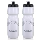 GLEKGLEK Sport Trinkflasche 0,75L Leicht Radsport Bidons Rennrad MTB Radflasche 2er Pack (Weiß & Weiß)