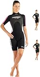 Cressi Damen Med X Lady Shorty Neoprenanzug, Schwarz/Rosa/Silber, M/3