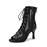 RUYBOZRY Damen Latein Tanzschuhe Salsa Ballsaal Leistung Absätze Tanzstiefel,QJW-7235-Noir-8.5-5059,EU39