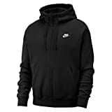 Nike Herren Hoodie mit Durchgehendem Reißverschluss Sportswear Club Fleece, Black/Black/White, M, BV2645-010