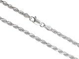 Aka Gioielli® - Damen Herren Kette 925 Sterling Silber Rhodiniert - 3mm Kordelkette - 55 cm lang