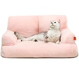 MEWOOFUN groß Katzenbett kleines Hundesofa Flauschig und waschbar Katzensofa Hundebett für Katzen, weich Katzenbett katzencouch mit Rutschfester Unterseite, Rosa 66x48cm