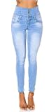 Koucla Jeans High Waist Damen Skinny Jeans Jeanshose Corsage Look (42, Hellblau)