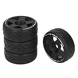 Dilwe RC Wheels Reifen, 4 STÜCKE 1:8 GT RC Wheels Strong Grip Road Racing Reifen Verschleißfest On Road Wheels mit 17mm Adapter (Schwarz)