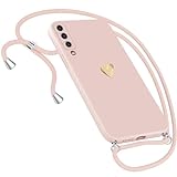 Handykette Hülle für Samsung Galaxy A50 Hülle Necklace, Herz Motiv Muster Handyhülle für Samsung Galaxy A50 Hülle mit Band Kordel zum Umhänge Ultradünn Hülle für Samsung A50/A30s Handykette (Rosa)