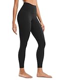 CRZ YOGA Butterluxe Damen High Waist Sport Leggings Blickdicht Yoga Leggins Sporthose Workout Gym Yogahose - 64cm Schwarz 38