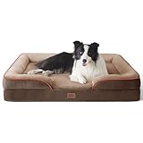 BEDSURE orthopädisches Hundebett Ergonomisches Hundesofa - 89x63 cm Hundecouch mit eierförmiger Kistenschaum für mittlere Hunde, waschbar rutschfest Hundebetten, braun