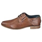 bugatti Herren Business Halbschuh aus Leder, Nachhaltiger Derby im Used-Look, Cognac, 42 EU