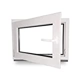 Kellerfenster - Kunststoff - Fenster - innen weiß/außen weiß - BxH: 60 x 40 cm - 600 x 400 mm - DIN Links - 2 fach Verglasung - 60 mm Profil