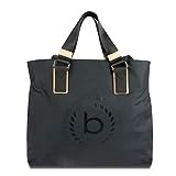 bugatti Lido Damen Shopper Frauen Handtasche Nylon mit RFID Fach, 39 x 17 x 34 cm, Schwarz