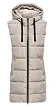 ONLY Damen 3/4-lange Steppweste mit Kapuze ONLClaire Waistcoat Outdoorweste 15323233 Pumice Stone M