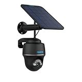 Reolink 5MP Solar Überwachungskamera Akku, 355°/140° Schwenkbar WLAN Kamera Outdoor Kabellos 2, 4/5GHz WiFi, Farbnachtsicht, Personen/Auto/Tiererkennung, Standalone, Argus PT(Schwarz)+Solarpanel