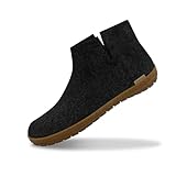 glerups dk Unisex-Erwachsene Filz-Hausschuh GR, Damen,Herren Hausschuh,Huettenschuh,Schafwolle,Gummisohle Schwarz (Charcoal), 43 EU / 9 UK