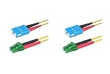 SpeedyFiberTX Glasfaserkabel LC/A auf SC/U Patchkabel, 2er-Pack, 25m, Rote und schwarze Stecker, Corning SMF-28 Ultra Singlemode 9/125um Glasfaser, Duplex LSZH Kabelmantel Gelb