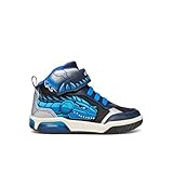 Geox J INEK Boy A Sneaker, Navy/Turquoise, 33 EU