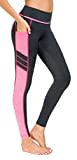 Flatik Damen Netzoberfläche Sport Gym Yoga Laufen Fitness Leggings Hose, Grau Pink(long Hosen), M