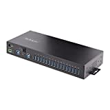 StarTech.com 16-Port Industrie USB 3.0 Hub 5Gbit/s, DIN/Aufputz/Rack Montage, ESD-Schutz, Terminal Block Stecker, 120W Ladeleistung, Robuster USB Verteiler, Dual-Host USB Switch (5G16AINDS-USB-A-HUB)