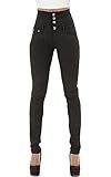 Damen Jeans High Waist Stretch Denim Jeanshosen für Damen Skinny Slim Fit Röhrenjeans Bleistiftjean Lässige Pant Strecken Schlank Stylische Hosen (Schwarz, M)