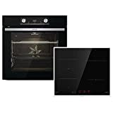 Gorenje 738971 Einbaubackofen-Set OptiBake Black Steam Pyro Set / 77L / Heißluft/Pyrolyse/ExtraSteam/GentleClose/AirFry/Pizzamode 300°C/PerfectGrill/Induktions-Kochfeld mit BridgeZone/schwarz