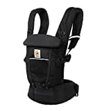 Ergobaby Adapt Babytrage für Neugeborene ab Geburt, 3-Positionen SoftFlex Mesh Ergonomische Babybauchtrage Rückentrage Baby-Tragetasche, Onyx Black