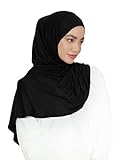 Lina & Lily Damen Instant Hijab Kopftuch Ready-To-Wear Modal Jersey (Schwarz)