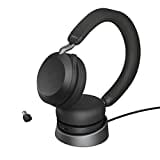 Jabra Evolve2 75 Wireless PC Headset mit Ladedock, 8-Mikro-Technologie - Dual-Foam-Stereo-Kopfhörer mit moderner aktiver Geräuschunterdrückung, USB-C Bluetooth-Adapter und UC-Kompatibilität - Schwarz